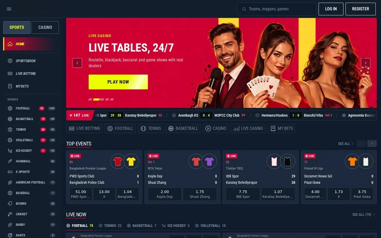 Desktop screen of the selected live brand, logo covered